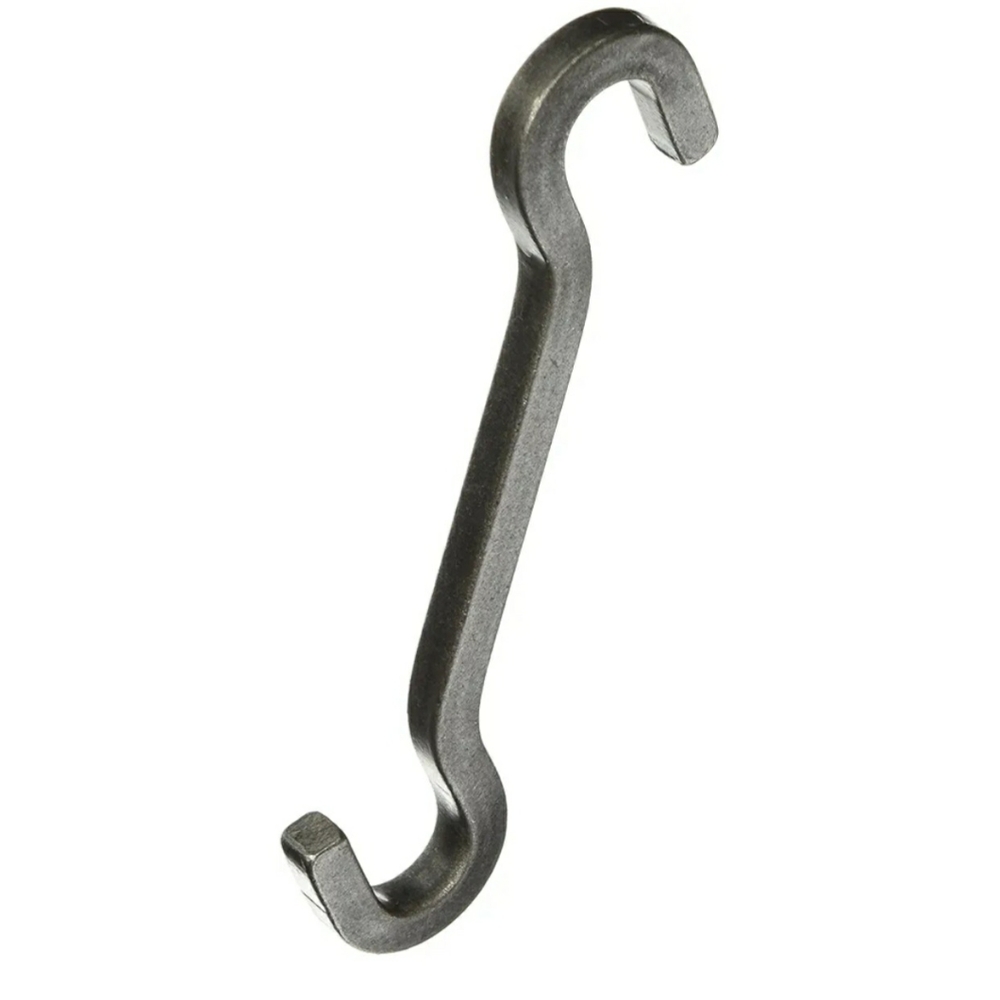 A set of two 7-inch extension hooks, hammered steel, for ceiling pot racks